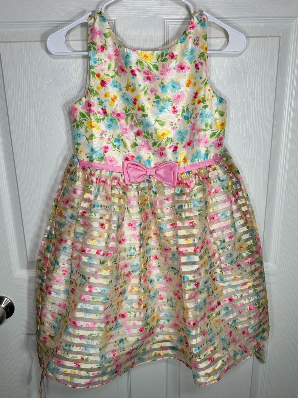 Jona Michelle Pink Floral Bow Party Dress